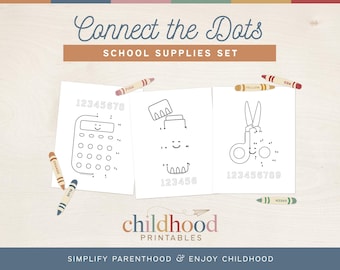Connect the Dots School Supplies: Preschool Activity (Digital Download)