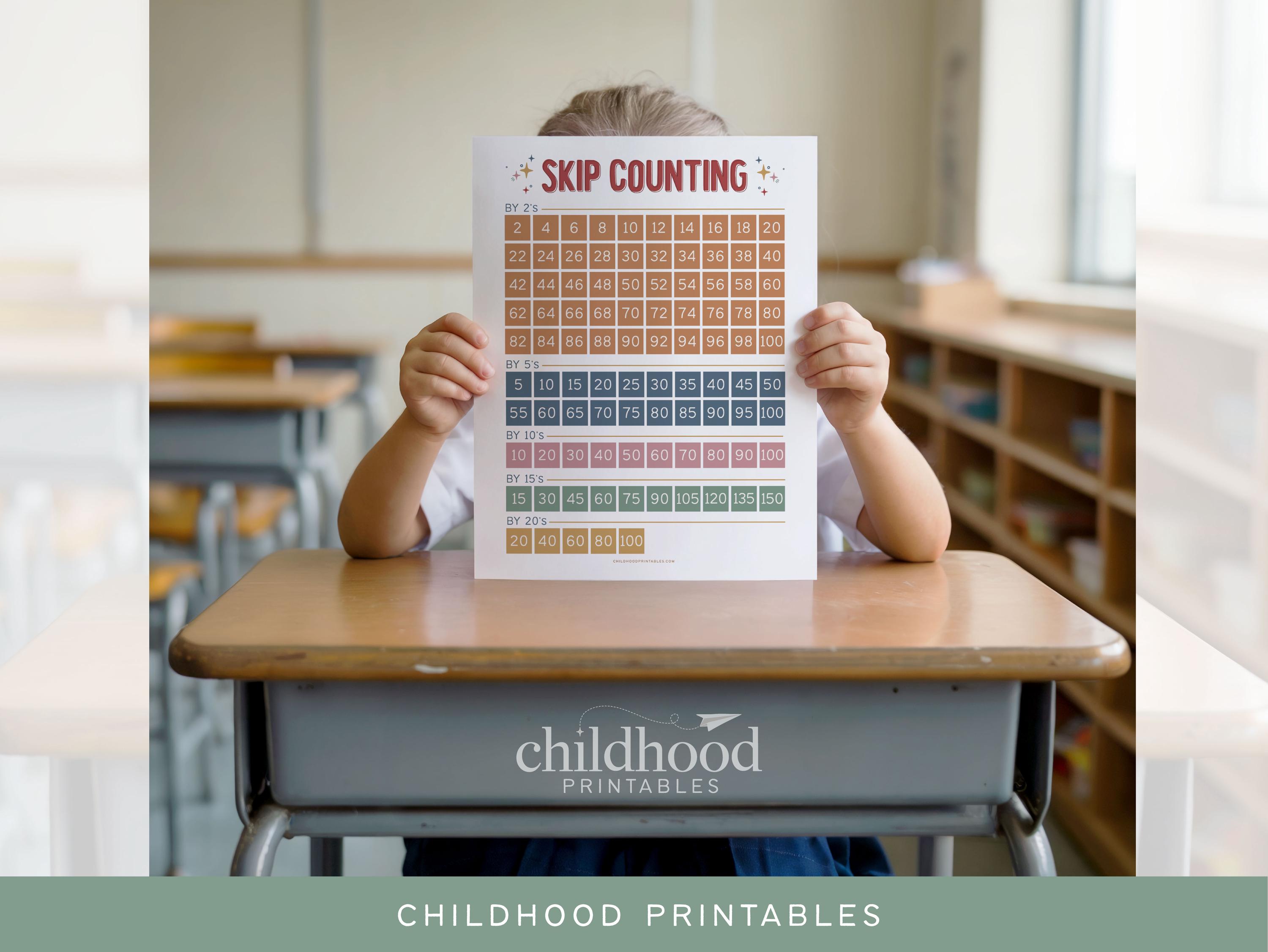 Skip Counting Sign Skip Counting Poster Printable: Homeschool Printable, Kids Learning ...