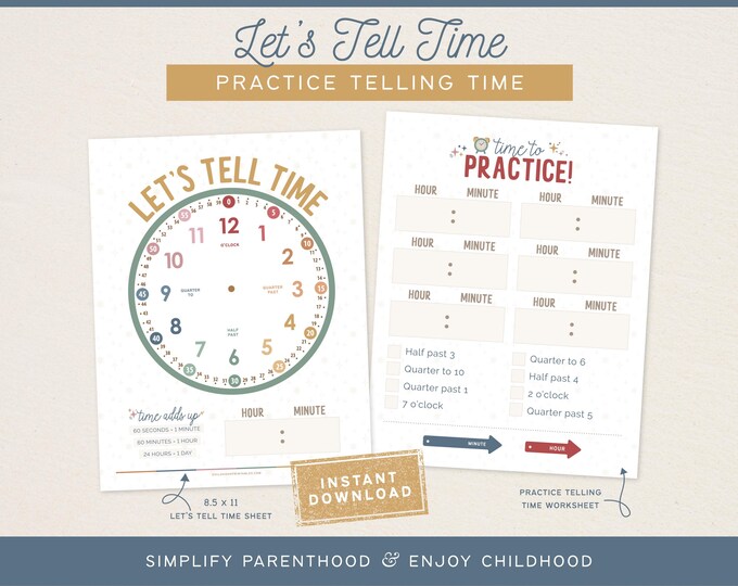 Telling Time Worksheets, Activity Game Digital Flashcards Printable ...
