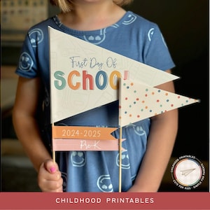 Back To School 2024 School Year Pennant Set Printable, First Day Of School, Last Day of School Flag, Pennant Flag Set, Digital Download