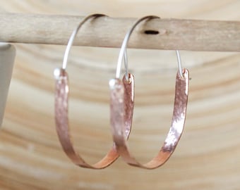 Hoop earrings in rose gold filled and sterling silver, big hoop earrings. Mixed metal hoop earrings, gift for her. Anniversary gifts, trends