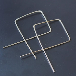 Handmade Sterling Silver Square Hoop Earrings: Minimalist Wire Jewelry