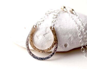 Mixed Metal Horseshoe Necklace: Sterling Silver & Gold Filled