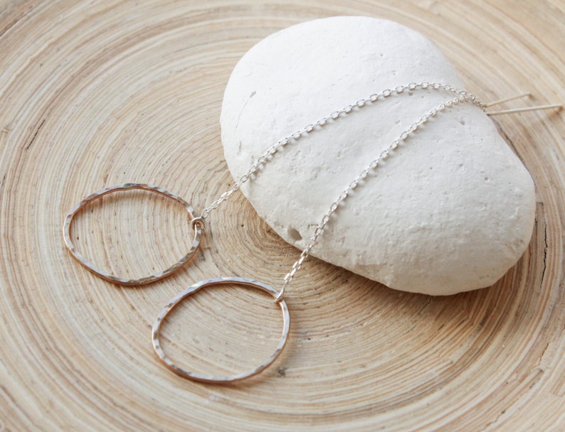 Threader Earrings Mixed Metals. Sterling Silver Chains and Etsy Canada