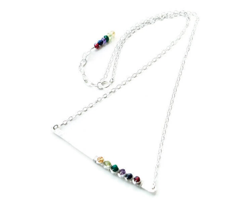 Birthstones sterling silver bar necklace with wrapped Etsy