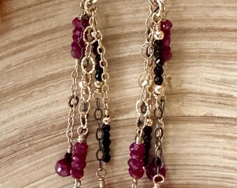 Multi gemstones gold filled earrings.