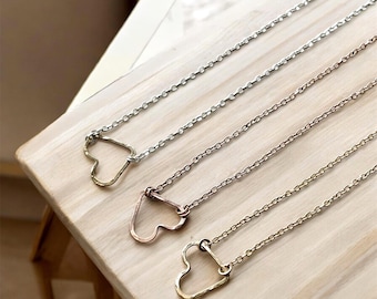 Delicate Heart Choker Necklace: Sterling Silver, Gold, or Rose Gold