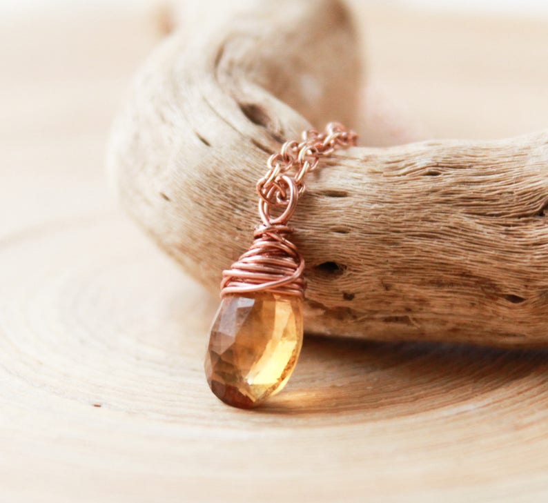 Citrine Drop Necklace in Rose Gold Filled November Birthstone Etsy Canada