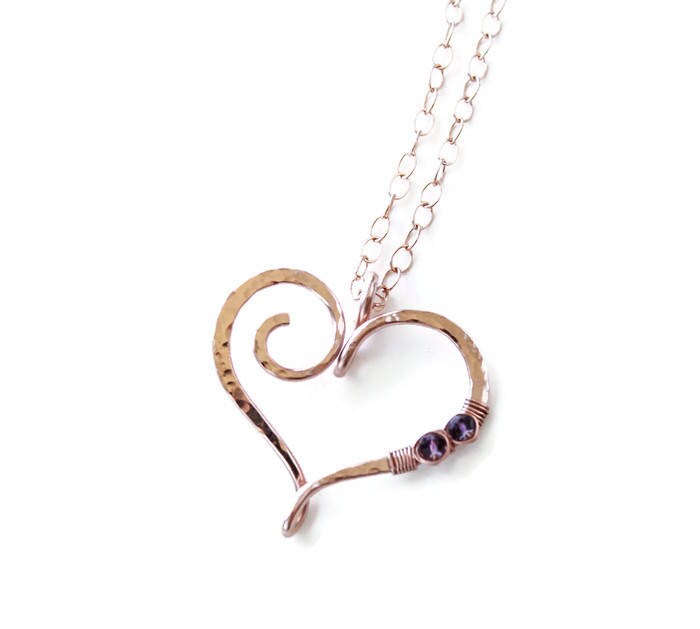 Birthstone Custom Necklace in Rose Gold. Rose Gold Heart - Etsy Canada
