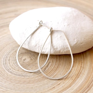 Oblong Hoop Earrings: Sterling Silver or Gold Filled, Minimalist Style