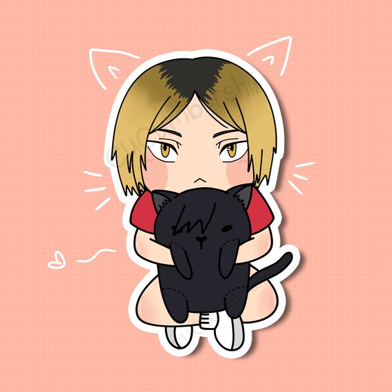 Haikyuu Kenma with Cat Plush Vinyl Sticker Decal | Etsy