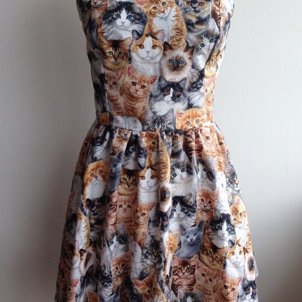 Kawaii Allover Cats Cat Print Kittens Kitty Sweetheart Strapless Dress