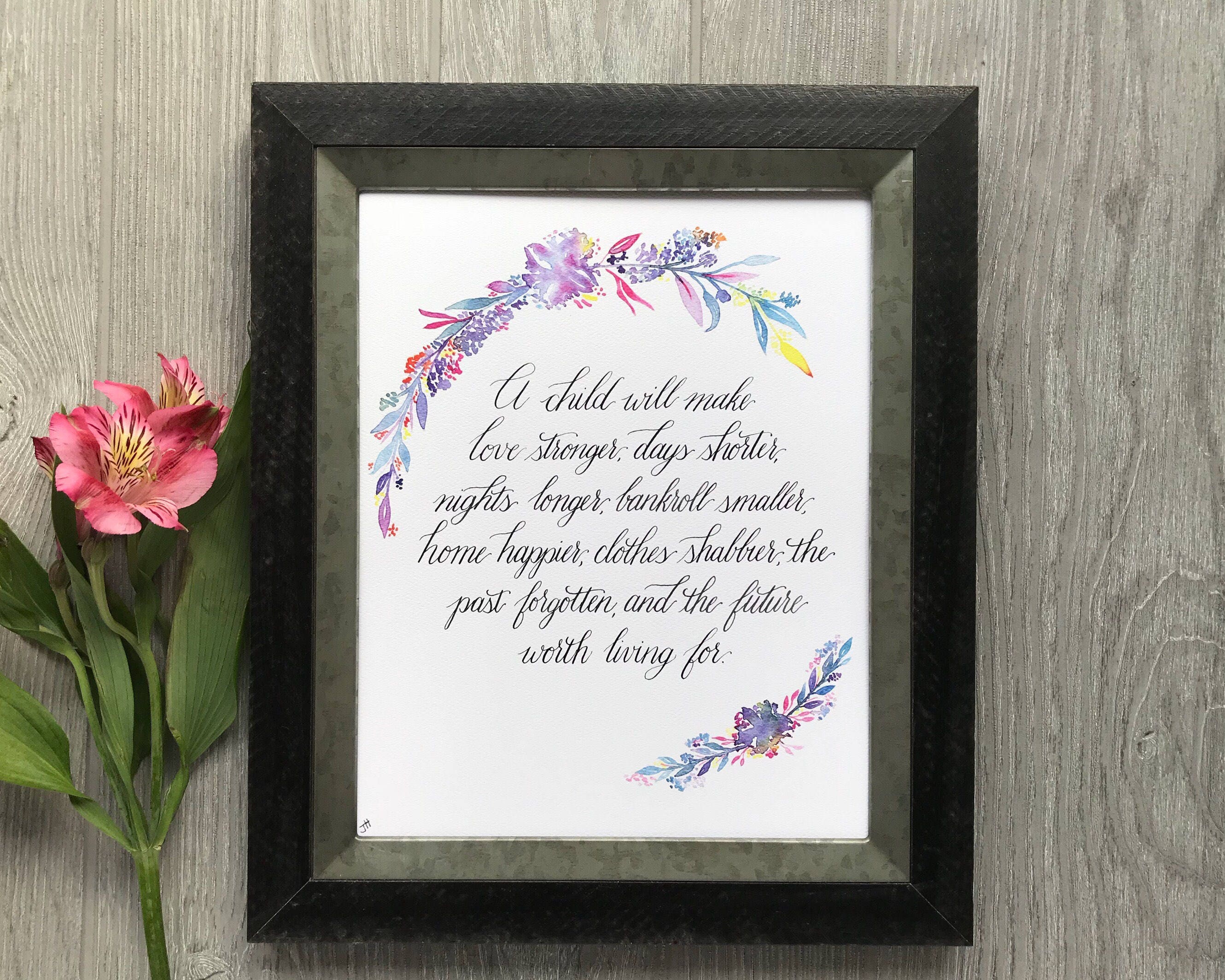 Calligraphy Wall Art Inspirational Wall Decor Floral Wall Etsy