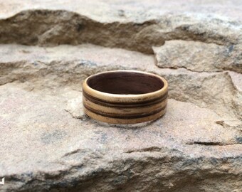 Zebrawood lined with Walnut Custom Bentwood Wooden Wedding Band