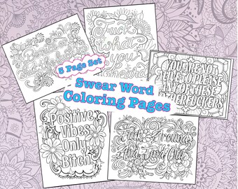 Coloring Pages - Swear Word Coloring - 5 Coloring Page Set - Print and Color - F Word Coloring Sheets - Fuck Around And Find Out