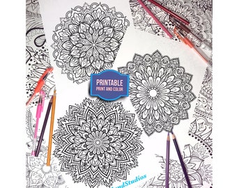 Printable Mandala Bundle - 3 Adult Coloring Pages - Complicated Mandalas -  Ornate Geometric Designs to Color - Instant Digital Download