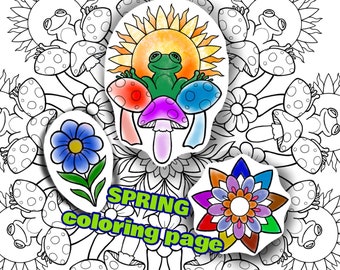 Frog Coloring Page Etsy