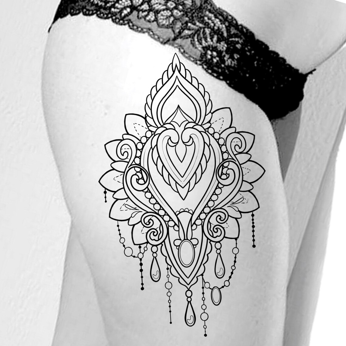 Instant Download Tattoo Design Ornamental Lotus Flash Tattoo Etsy