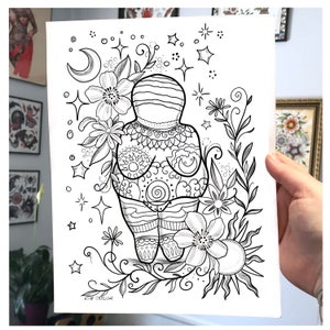 Tattooed Venus of Willendorf , Digital Art Print , Feminist Wall Art - Digital Illustration - Body Positive Art Print - Printable Wall Art