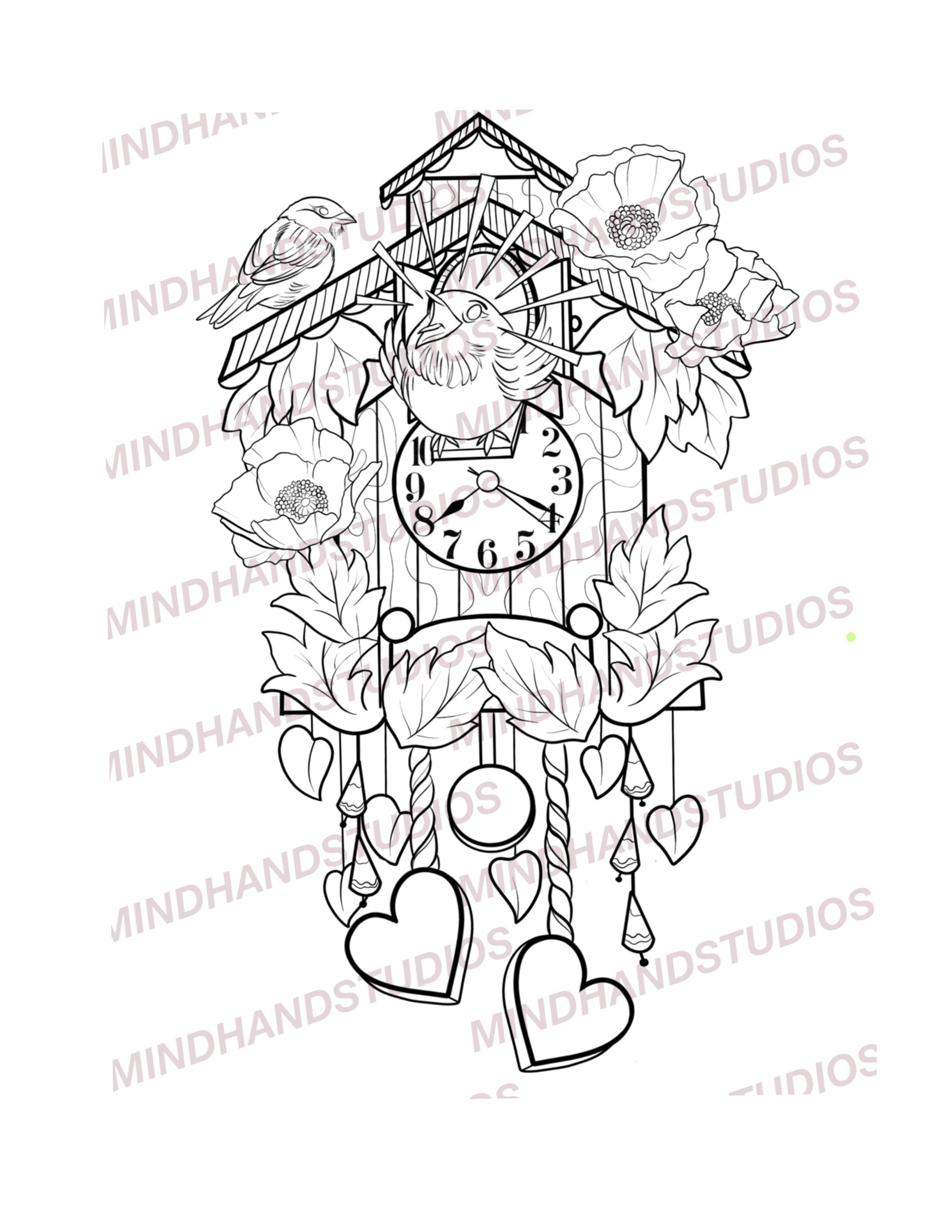 Cuckoo Clock Coloring Book Drawings Coloring Pages