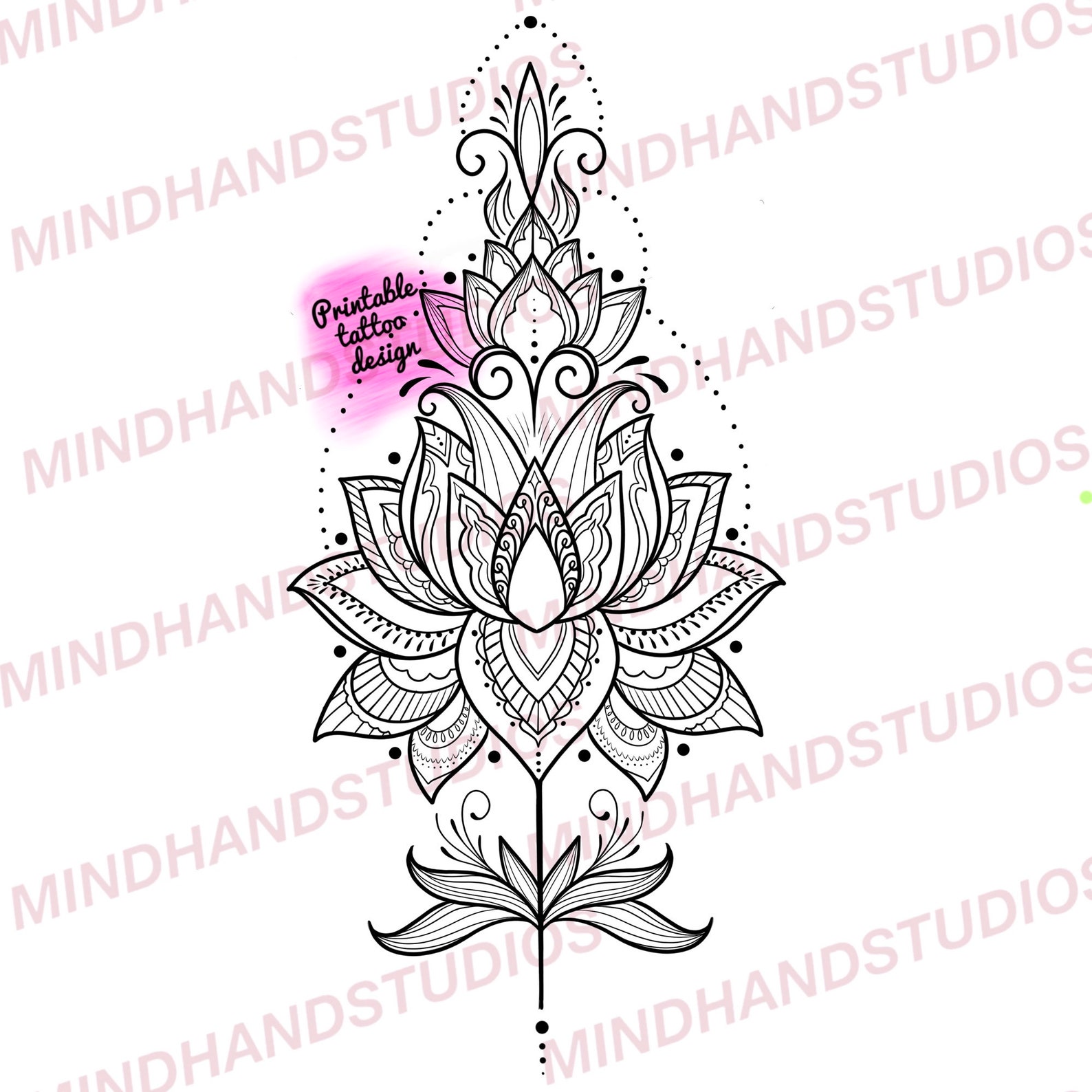 Ornate Lotus Tattoo Design and Stencil Printable Tattoo | Etsy