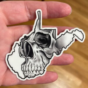 West Virginia GLOW Skull Sticker WV sticker Skull sticker GLOW in the dark sticker Skull Decal laptop decal helmet sticker image 7