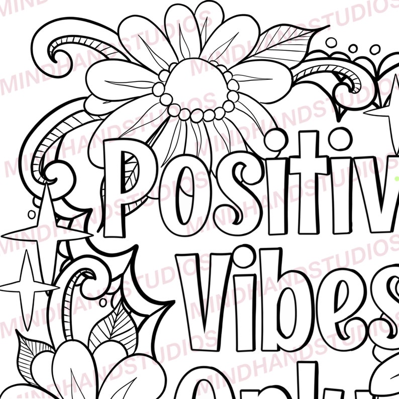 Coloring Page Positive Vibes Only Bitch Sassy Coloring | Etsy