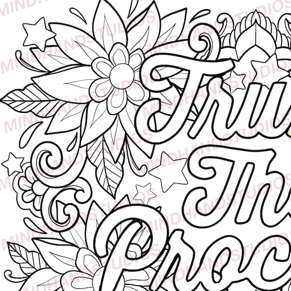 coloring page trust the process inspirational coloring etsy