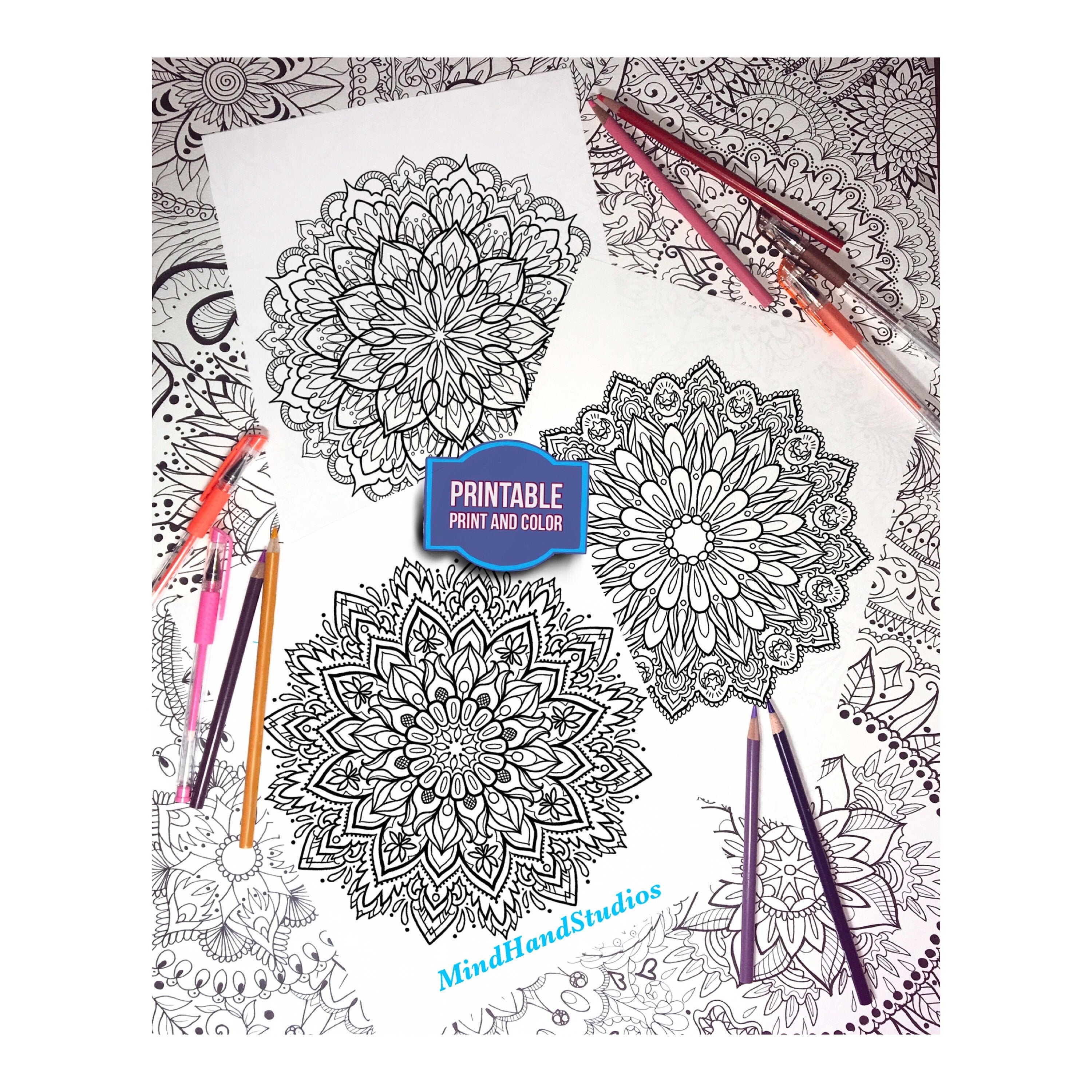Download Printable Mandala Bundle 3 Adult Coloring Pages Etsy