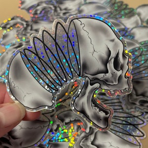 GLITTER Skull Sticker Springy Skull Art Skull helmet sticker reflective stickers shiny glitter sticker laptop Skull Decal image 6