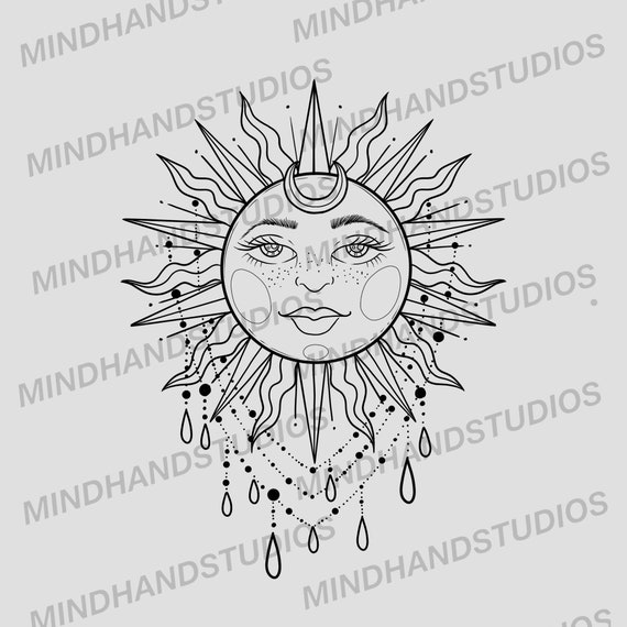 sun goddess tattoo design stencil printable tattoo design etsy