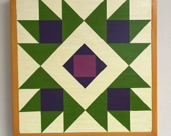 Hand painted upcycled wood Barn Quilt, Human made art, Unique gift idea, hand made Folk Art, Small biz artist, all season home decor