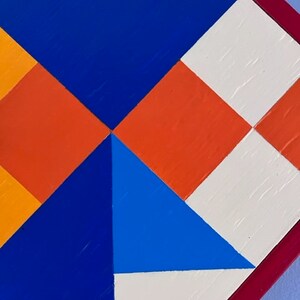 Detail of hand painted Barn Quilt clock.