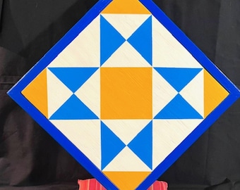 Nursery Art, Hand Painted Ohio Star Barn Quilt: Reclaimed Wood Folk Art