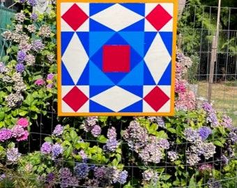 Hand Painted Barn Quilt: Folk Art Storm at Sea Wood Decor