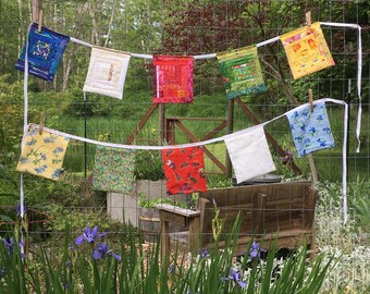 Prayer Flags, Garden Pennants, Hand Made Flags, Dorm Room Color, Best Baby Gift, Garden Art, House Warming, Custom, One of a Kind, treat you