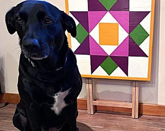 Hand Painted Barn Quilt Folding Table: Folk Art Patio Decor