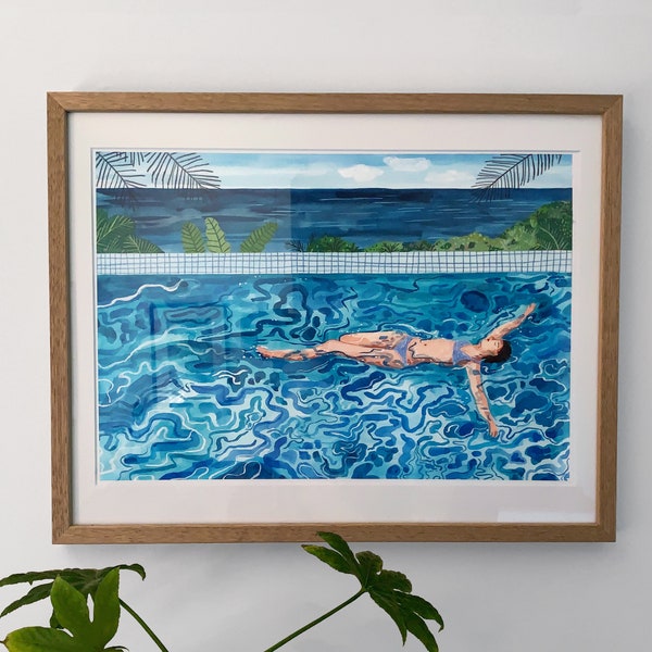 Relax Pool Print | Swimming pool | Tropical | Art Print | Wall Art | Illustration