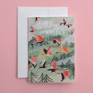Auguri di compleanno / Celebrazione / Biglietto di auguri / Illustrazione / Pappagalli /
