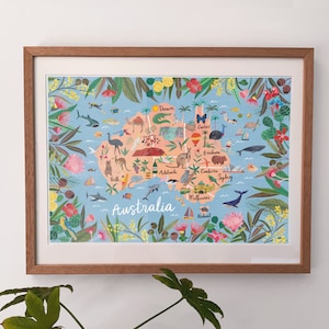 | d’impression de la carte de l’Australie | d’impression d’art carte illustrée | | d’art mural de pépinière | d’impression des animaux australiens Impressions pour enfants | Carte de l’Australie