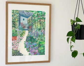 Garden Sanctuary | Botanisch | Bloemen | Floral Art Print | Kunst aan de muur | Illustratie