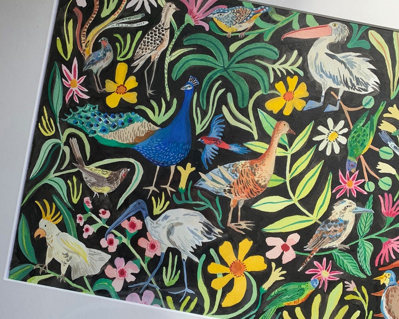 Vogels Dierlijke Nature Art Print Kunst aan de muur Illustratie afbeelding 3