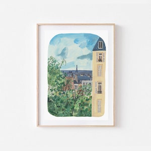 Paris Print | Eiffel Tower | Paris Rooftops | Nature Art Print | Wall Art | Illustration