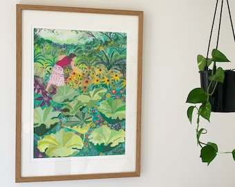 Italian Garden | Botanical | Flowers | Floral Art Print | Wall Art | Illustration