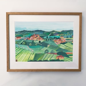 Italian countryside Print | Vineyards | Nature Art Print | Wall Art | Illustration