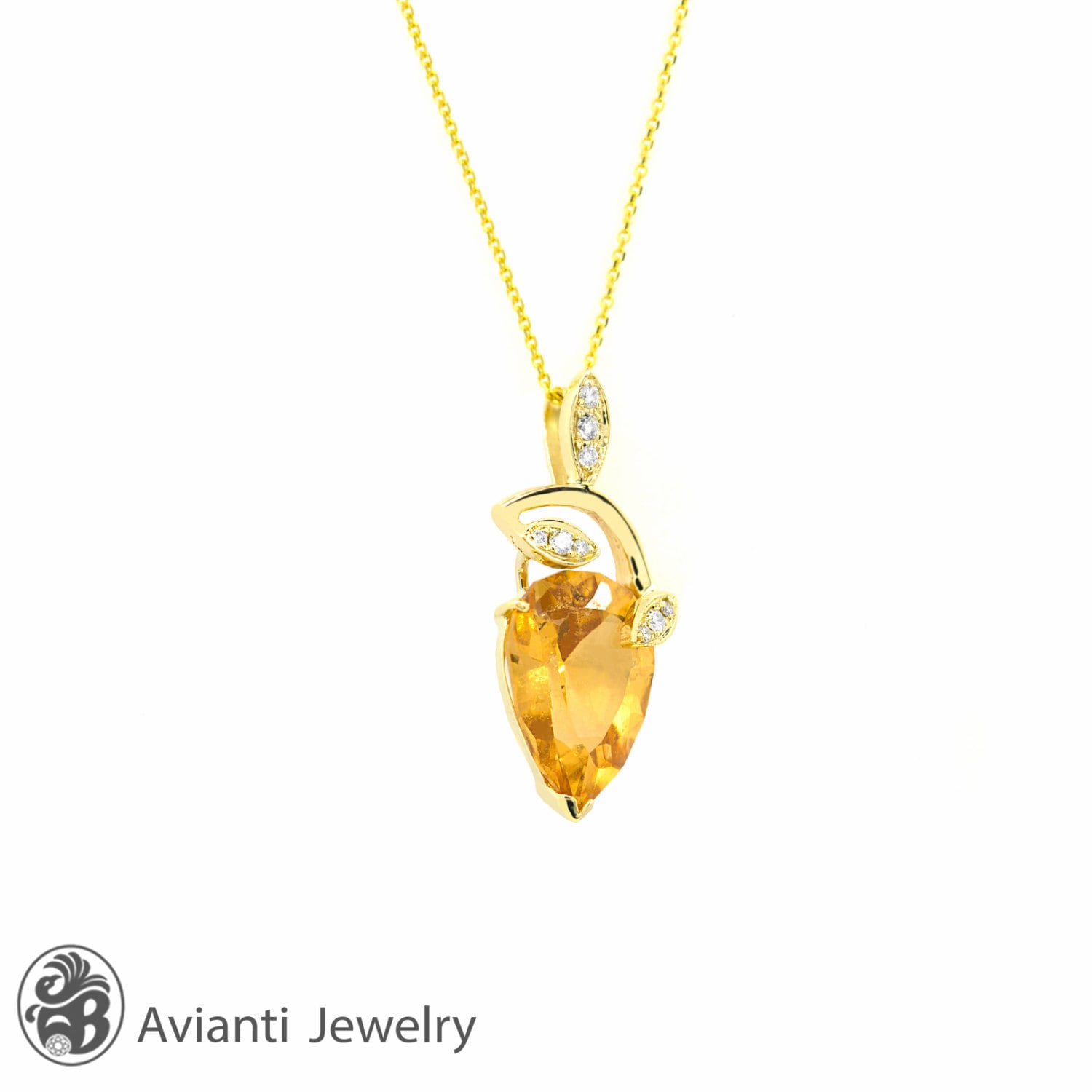Topaz Necklace Yellow Gold Necklace 