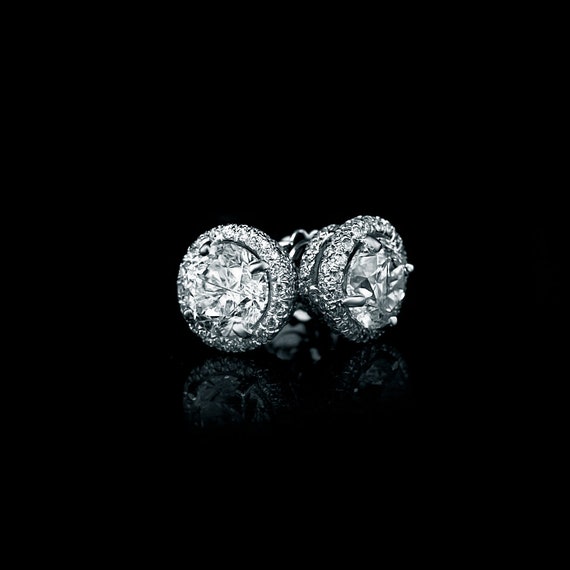 Diamond Earrings, Round Diamond Stud Earrings, Gen