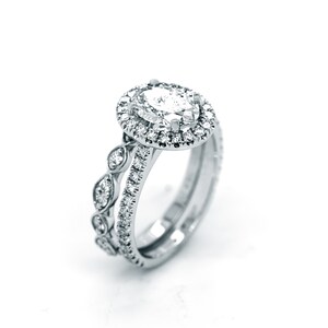 Lab Diamond Oval Halo Engagement Ring, 14k White Gold