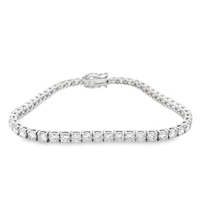 14K White Gold Diamond Tennis Bracelet: 6.39 Carat Round Diamonds