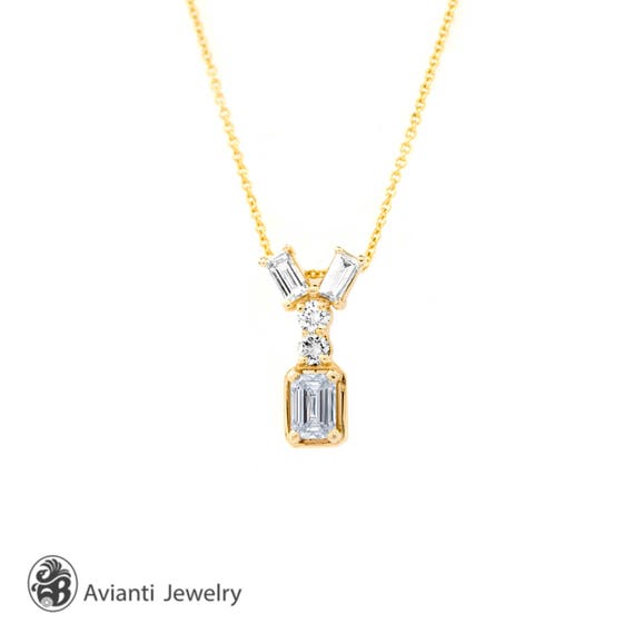 Diamond Necklace Emerald Cut Pendant With - Emerald Cut Pendant Gold Diamond Necklace Emerald Cut Pendant With - Emerald Cut Pendant Gold